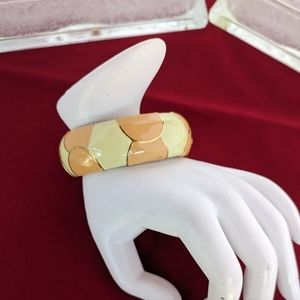 J Crew Cream Peach Enamel Chunky Hinged Bangle Bracelet